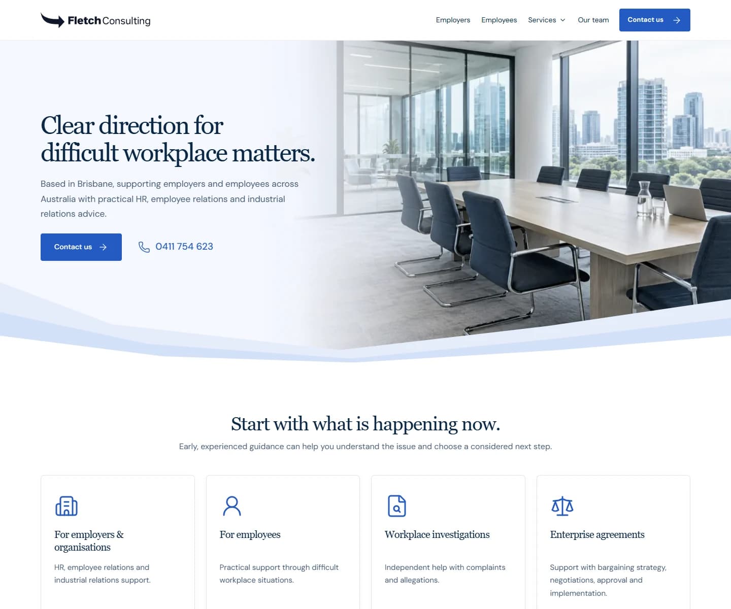 Latest Fletch Consulting homepage design, a website project in progress