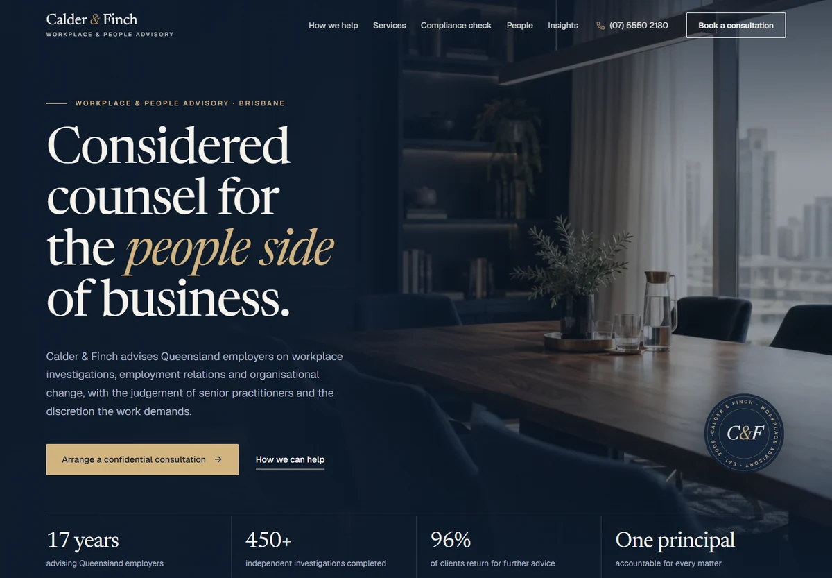 Calder & Finch website concept