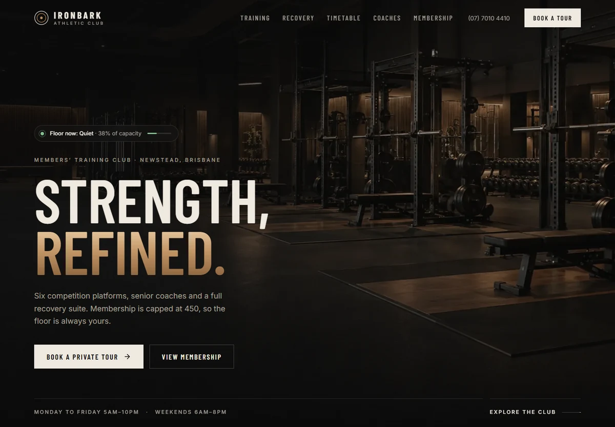 Ironbark Athletic Club website concept