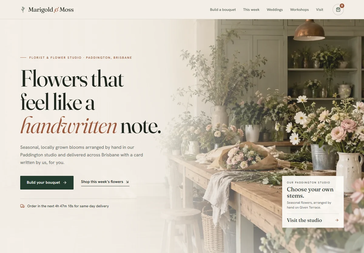 Marigold & Moss website concept